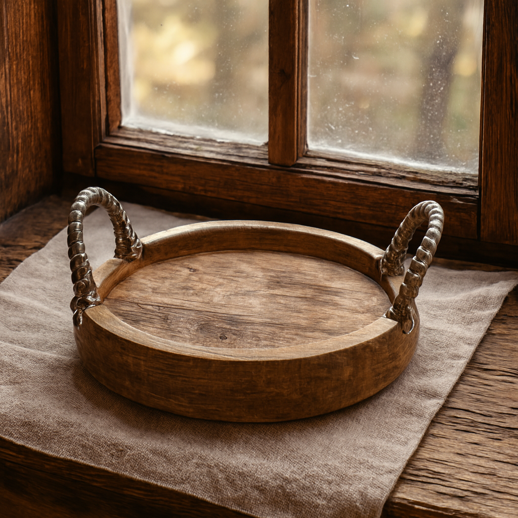 Drevený podnos Pure s kovovými rúčkami