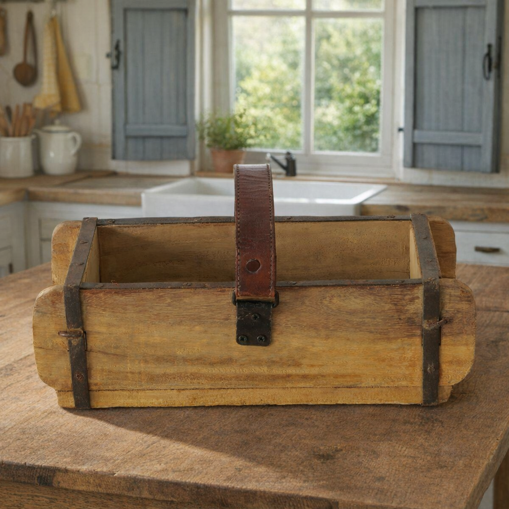 Drevená debnička Vintage s koženou rúčkou