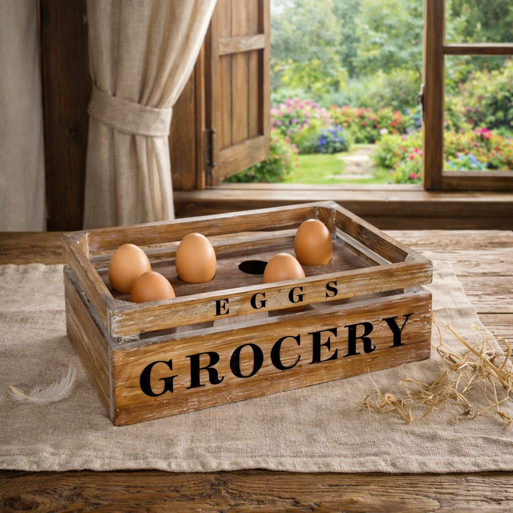 Drevený stojan na vajíčka, Eggs Grocery  