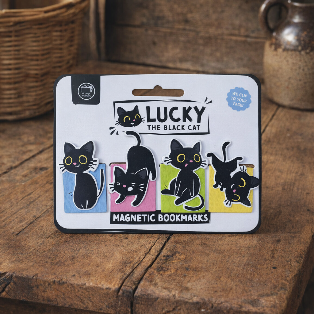 Magnetická záložka do knihy  - Lucky the Black Cat