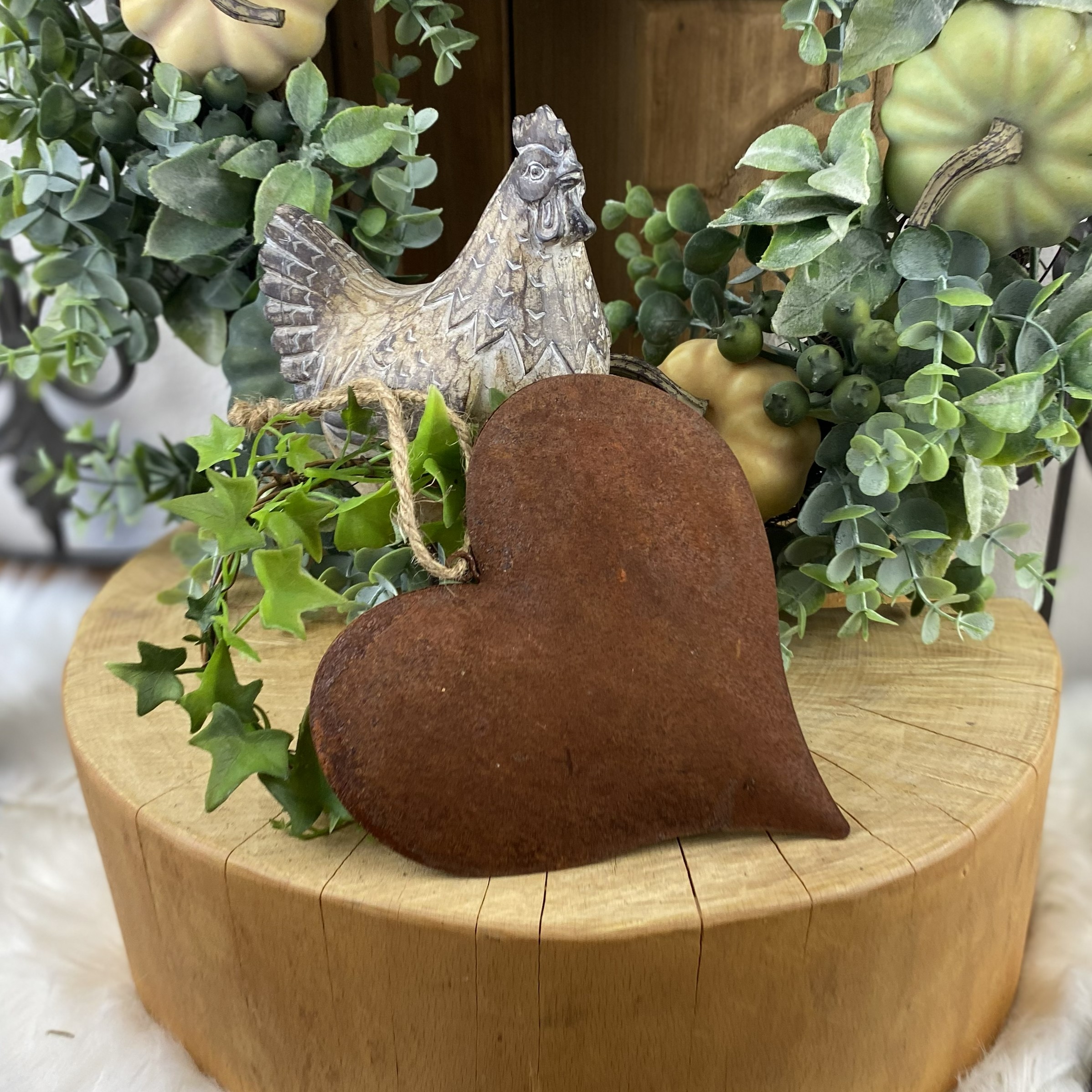 Kovová dekorácia  Srdce Rusty, 15 cm