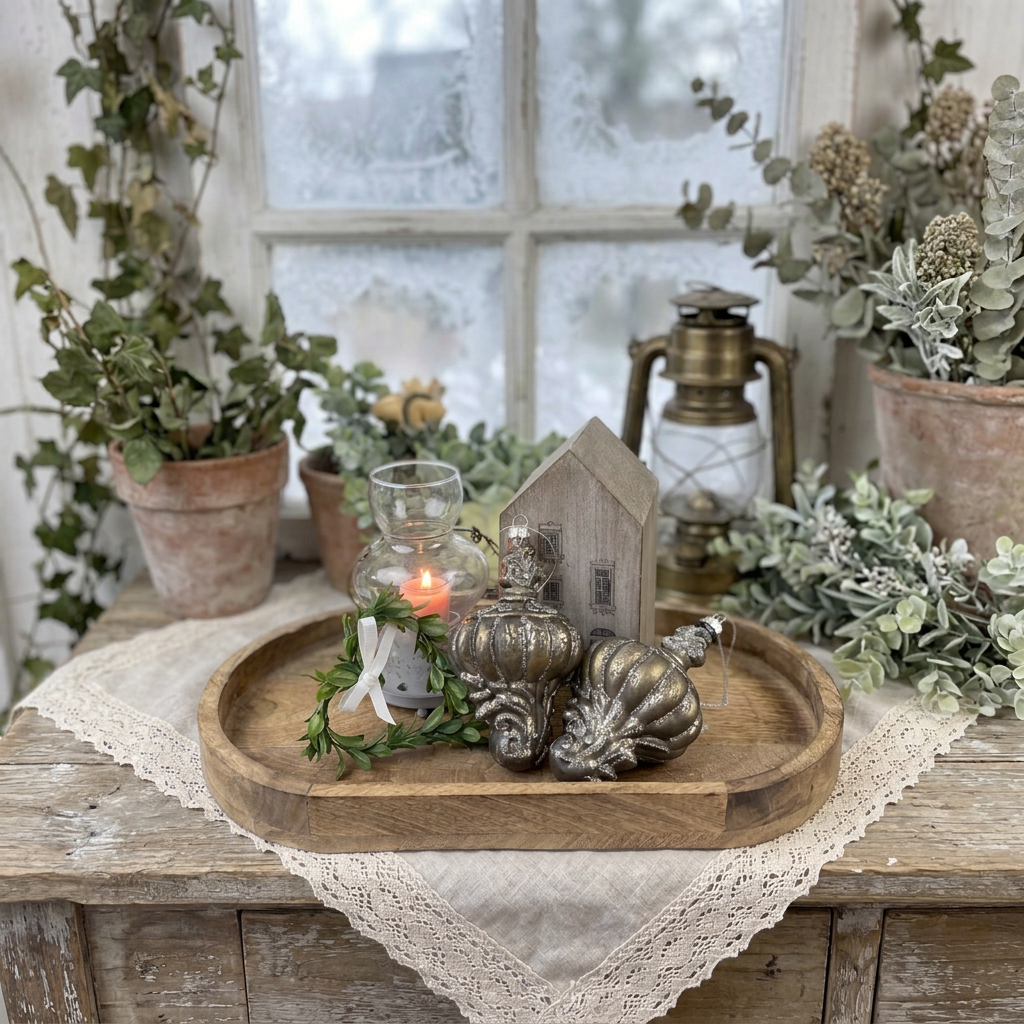 Vianočná guľa Vintage nostalgic gray