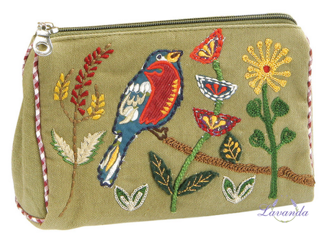 Kozmetická taška Vtáčik s kvetmi