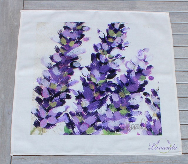 Obrus v prírodných farbách LAVANDA, 50 x 50 cm - 4 kvety