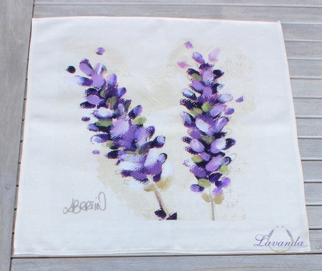 Obrus v prírodných farbách LAVANDA, 50 x 50 cm -  2 kvety