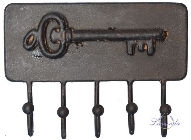 Kovový vešiak na kľúče s motívom kľúča