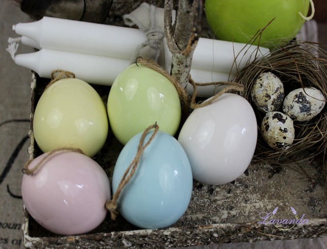 Porcelánové vajíčko na zavesenie, 5 farieb