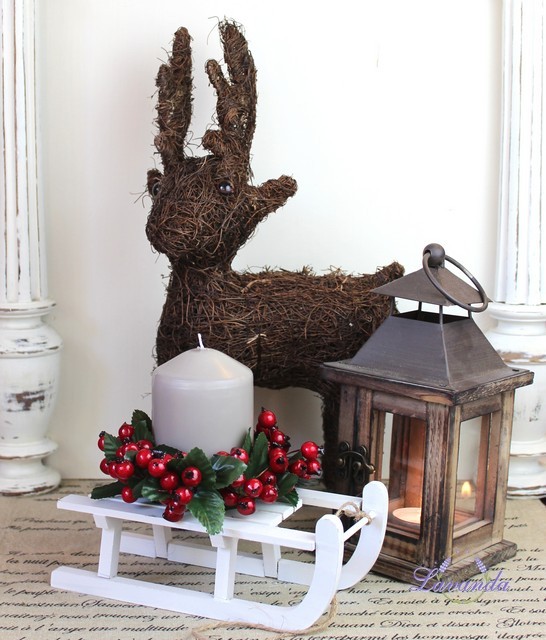 Vianočná dekorácia prútený jeleň, 37 cm