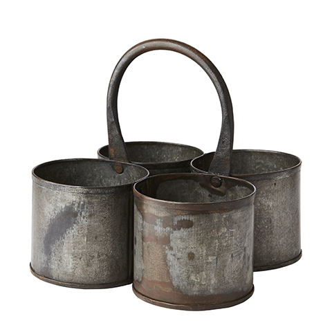Kovová Vintage nádoba, 4 nádobky