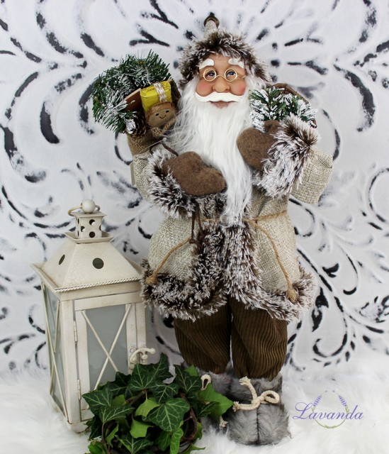 Santa Claus s darčekmi a ihličím, 45 cm